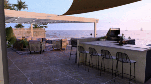 Photo of an outdoor kitchen and sitting area by the beach in Sarasota Florida