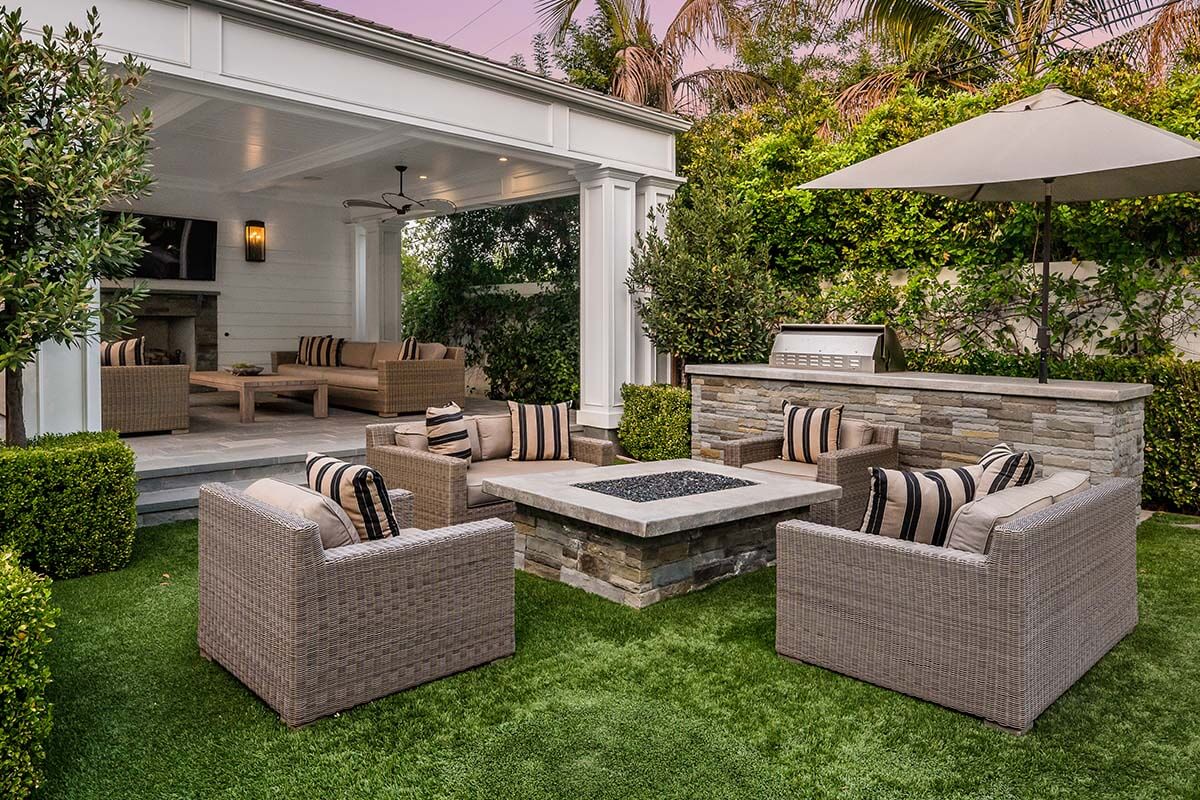 Outdoor Stucco BBQ Island Kitchen and Pergola installed in Sarasota